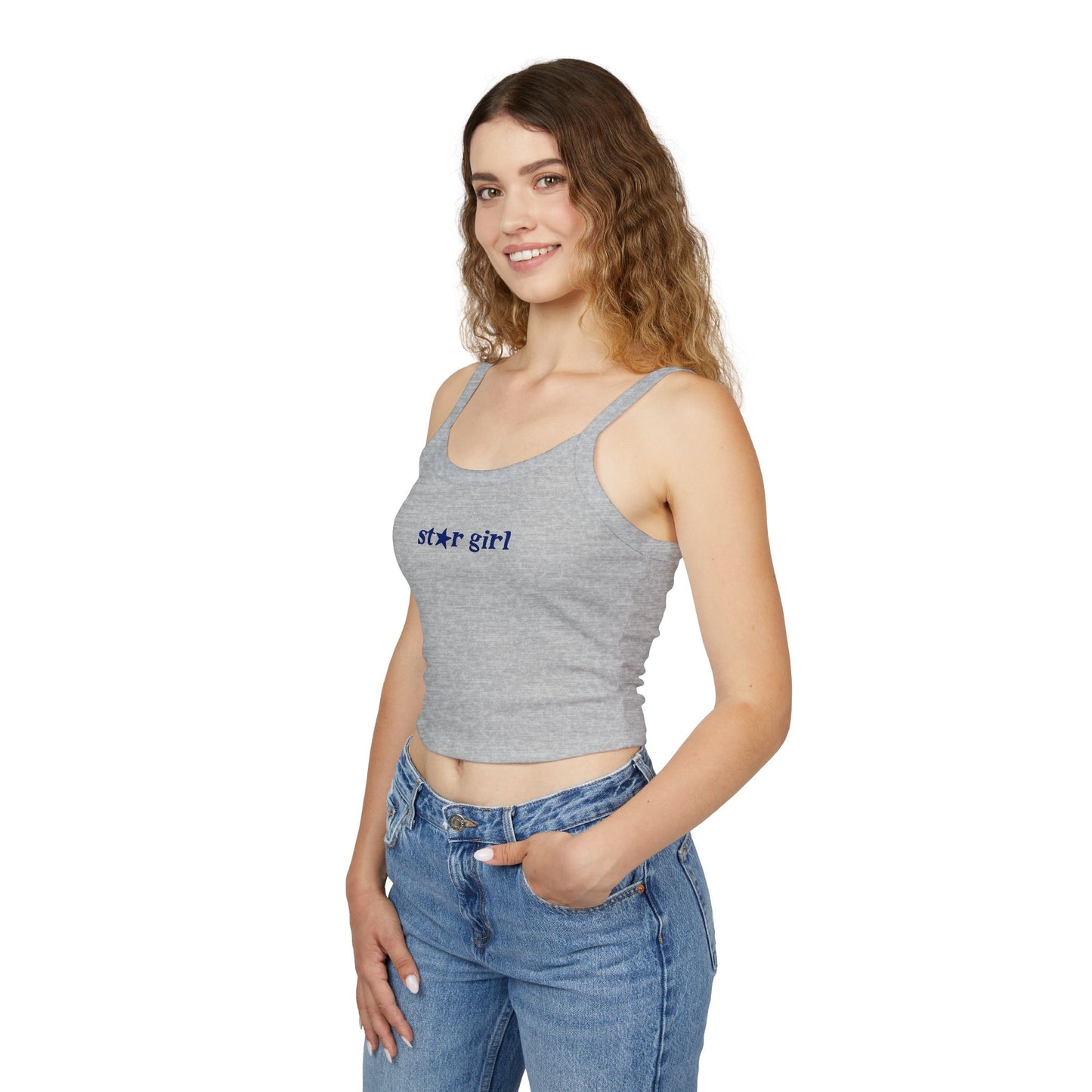 star girl Tank Top | Cute Typographic Graphic, Thin Strap Crop