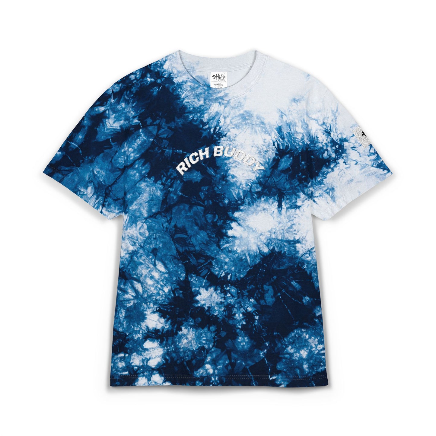 Blue Tie-Dye 'Rich Buddy' Embroidered T-Shirt