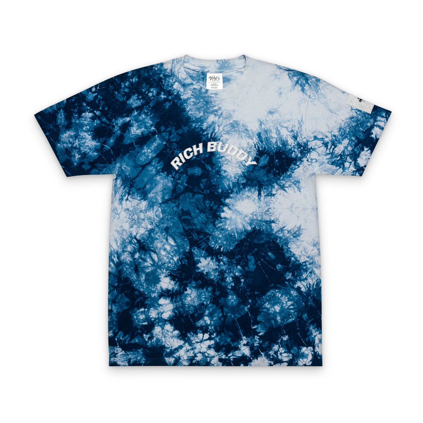 Blue Tie-Dye 'Rich Buddy' Embroidered T-Shirt
