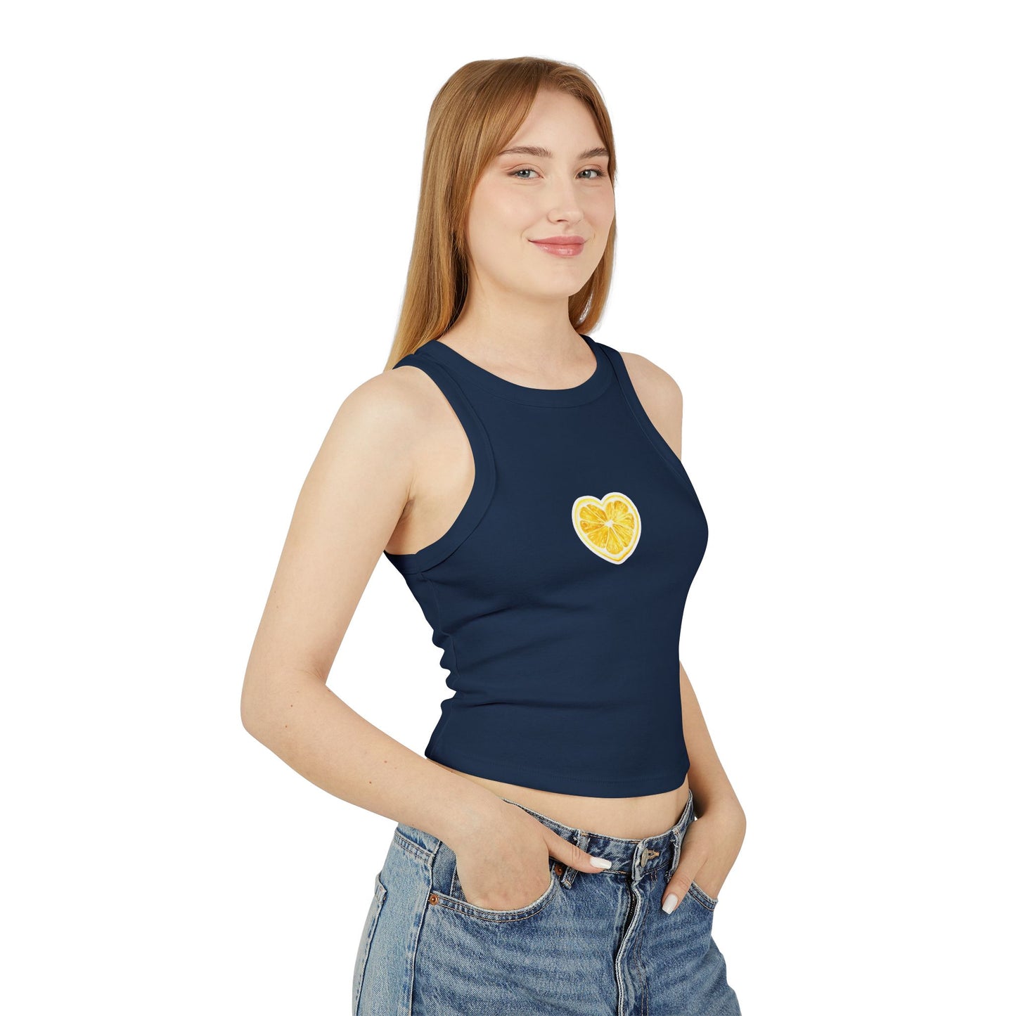 Yellow Lemon Heart Tank Top | Citrus Fruit Graphic Racerback