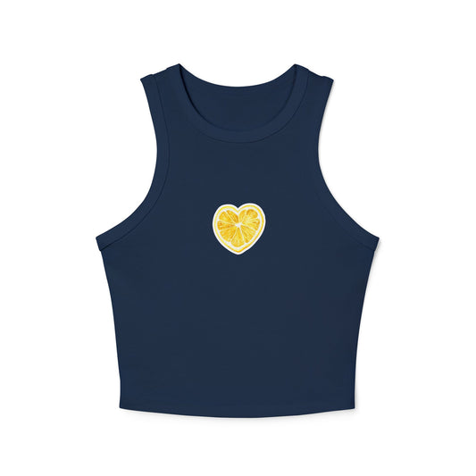Yellow Lemon Heart Tank Top | Citrus Fruit Graphic Racerback